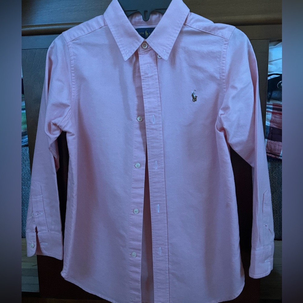 Polo boys pink button down size small 8